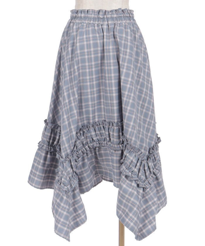 Check Gather Irregular Hem Skirt – axes femme from JAPAN