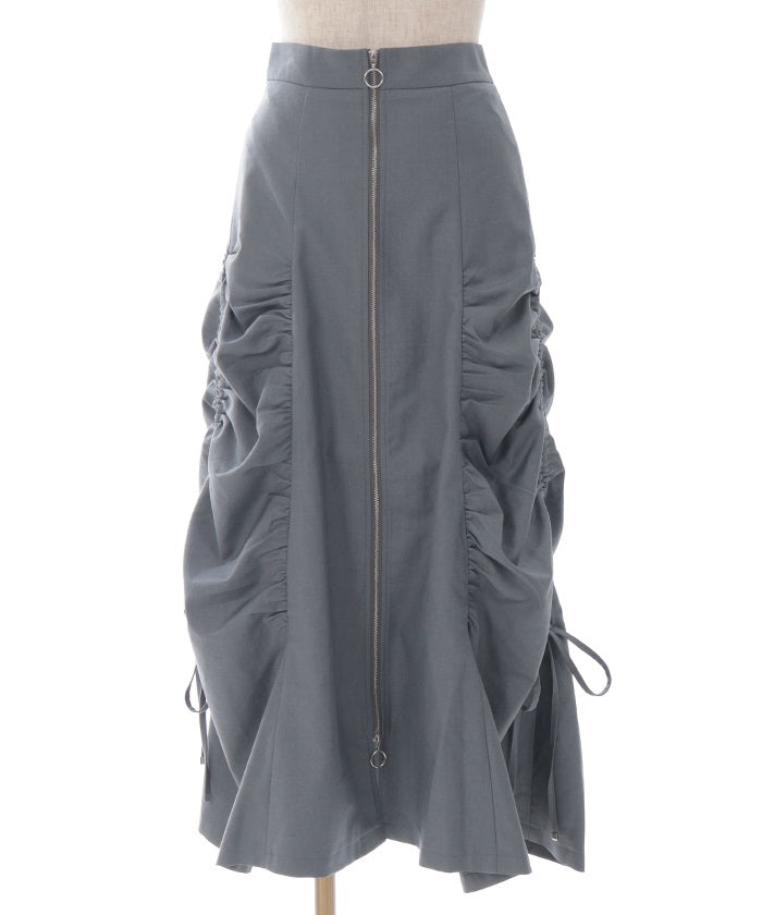 Side Drawstring Skirt with Zipper