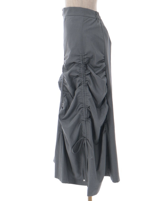 Side Drawstring Skirt with Zipper