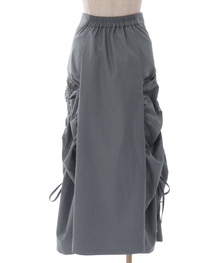 Side Drawstring Skirt with Zipper