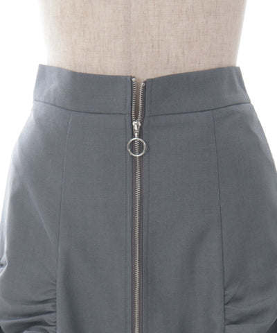 Side Drawstring Skirt with Zipper