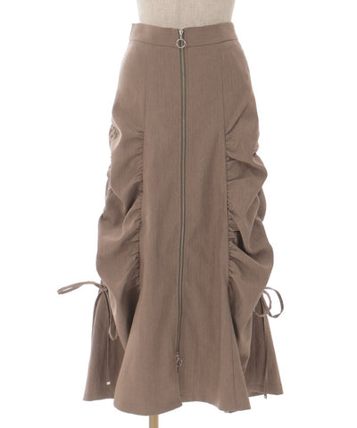 Side Drawstring Skirt with Zipper