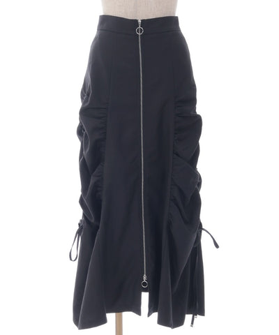 Side Drawstring Skirt with Zipper