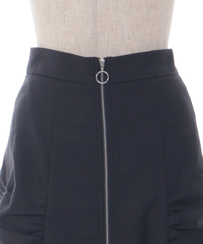 Side Drawstring Skirt with Zipper