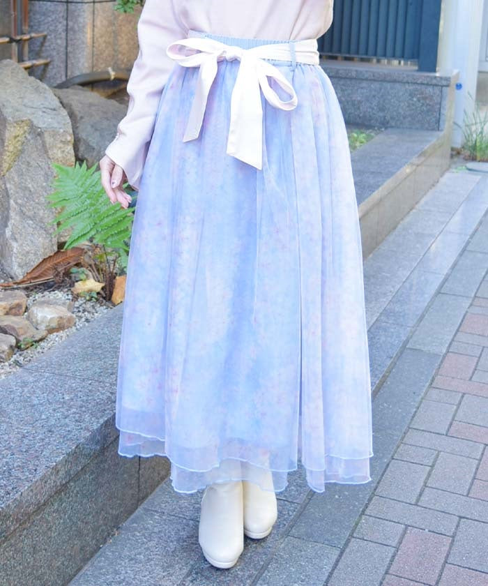 Snow Sakura Pattern Skirt