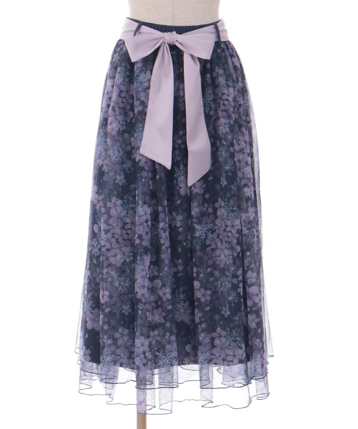 Snow Sakura Pattern Skirt