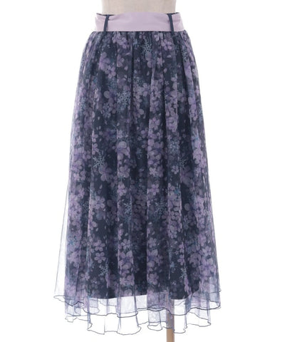 Snow Sakura Pattern Skirt