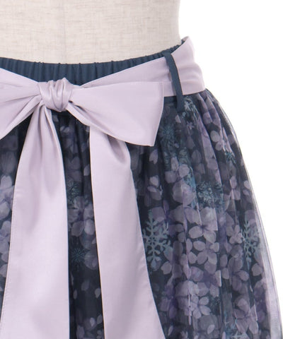 Snow Sakura Pattern Skirt