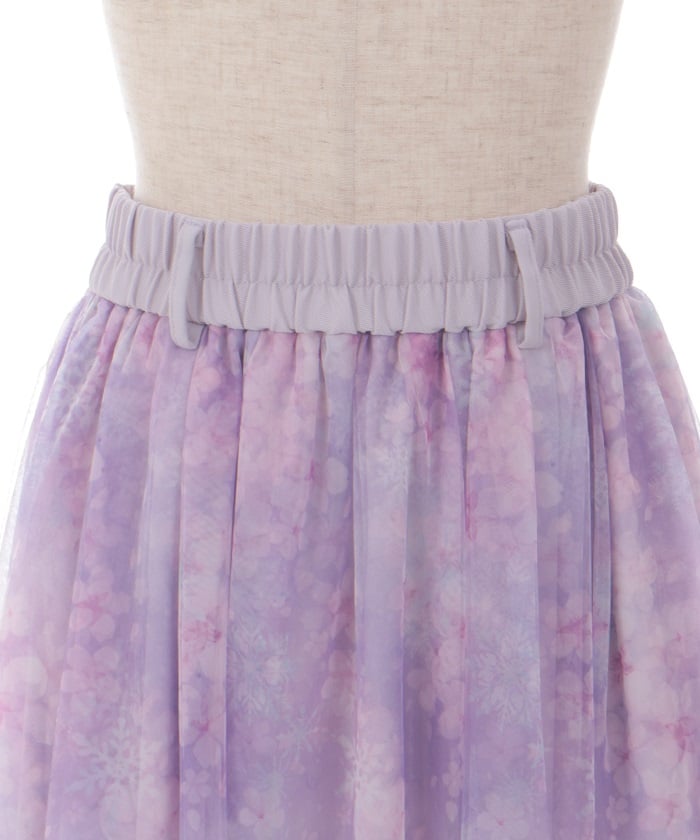 Snow Sakura Pattern Skirt