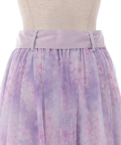 Snow Sakura Pattern Skirt