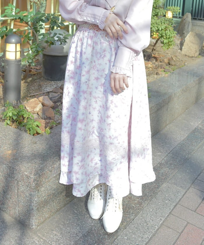 Sakura Pattern Flare Skirt – axes femme from JAPAN