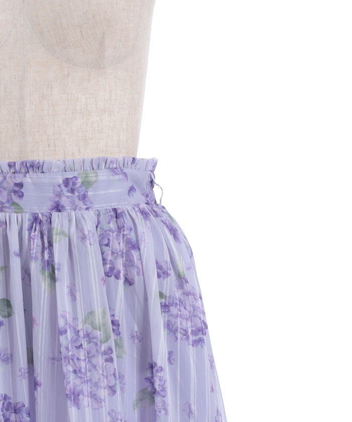 Hydrangea Pattern Sheer Striped Skirt – axes femme from JAPAN