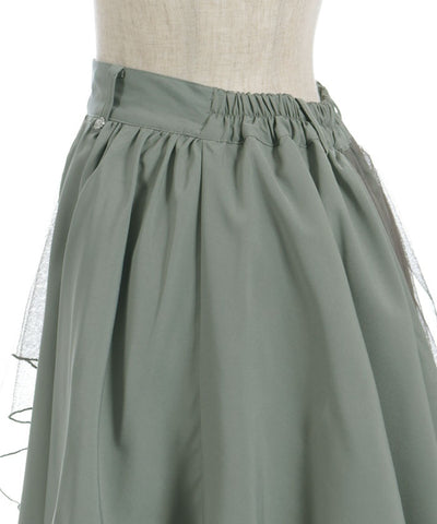 Contrast Fabric Irregular Hem Long Skirt