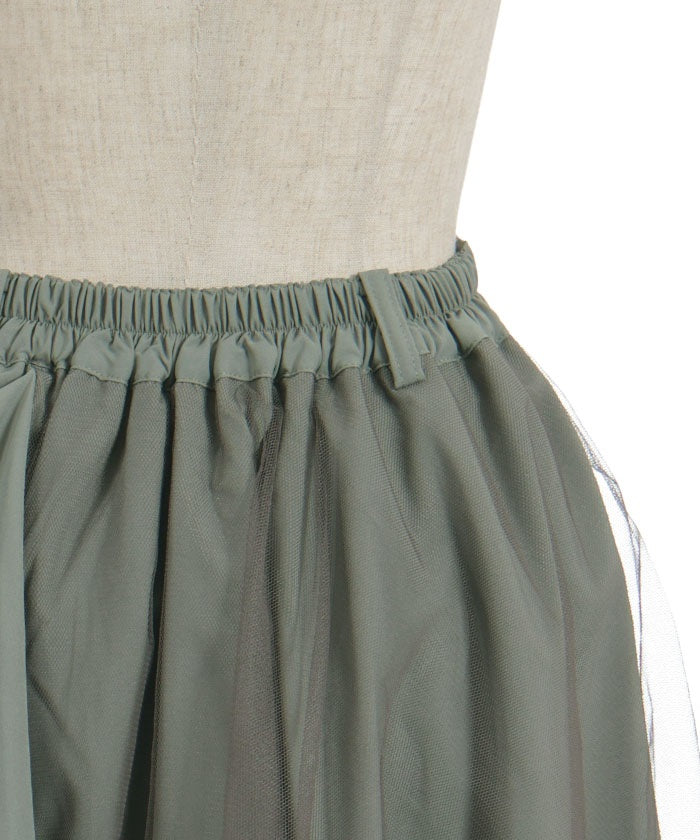 Contrast Fabric Irregular Hem Long Skirt
