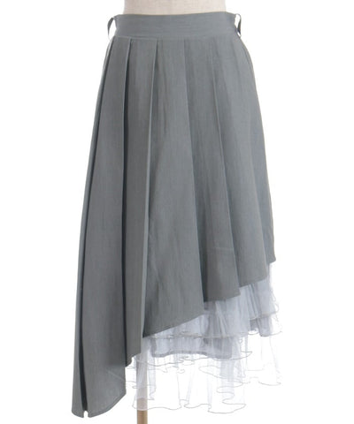 Asymmetric Pleated & Tulle Skirt