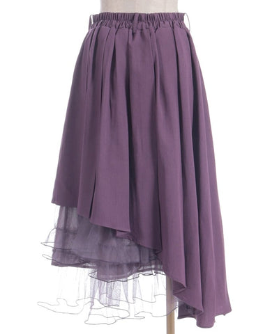 Asymmetric Pleated & Tulle Skirt