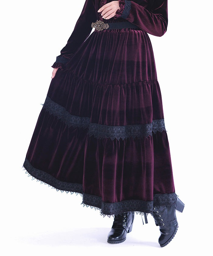 Velour Tiered Long Skirt – axes femme from JAPAN