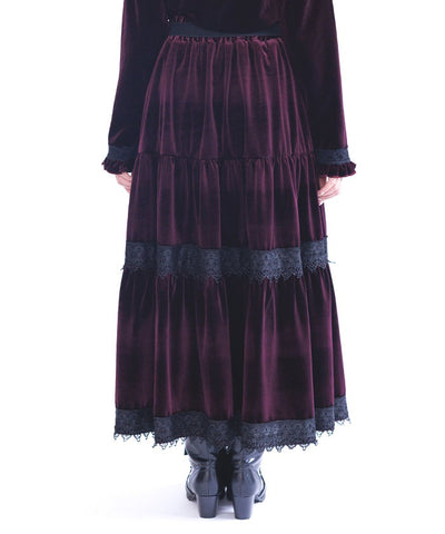 Velour Tiered Long Skirt