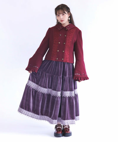 Velour Tiered Long Skirt