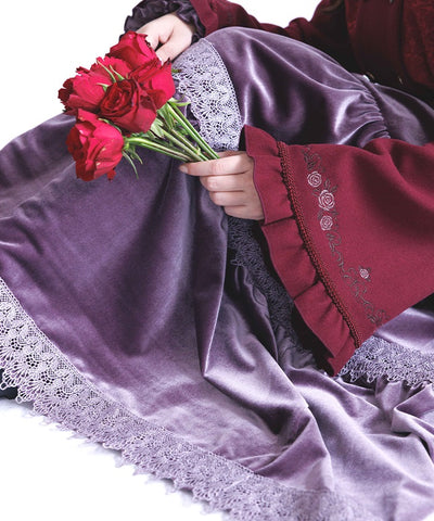 Velour Tiered Long Skirt