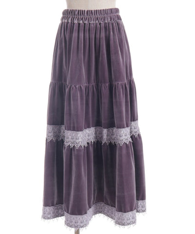 Velour Tiered Long Skirt