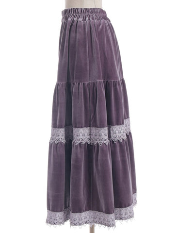 Velour Tiered Long Skirt
