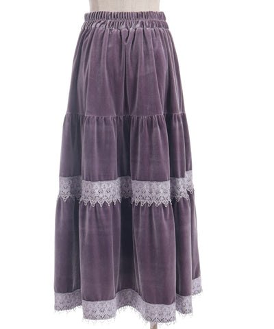 Velour Tiered Long Skirt