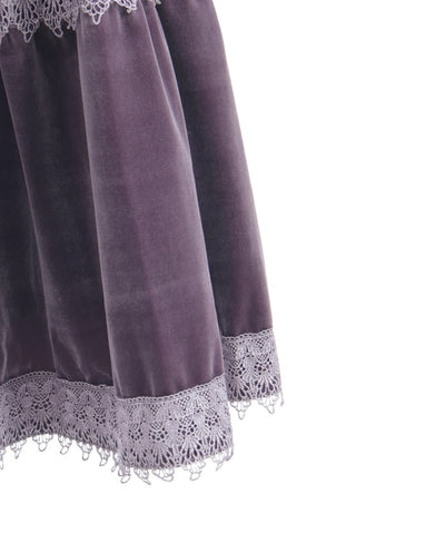 Velour Tiered Long Skirt