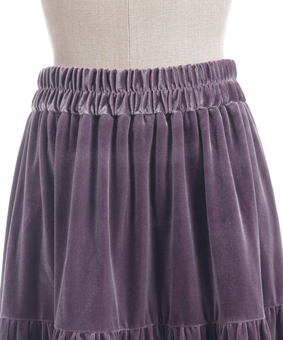 Velour Tiered Long Skirt