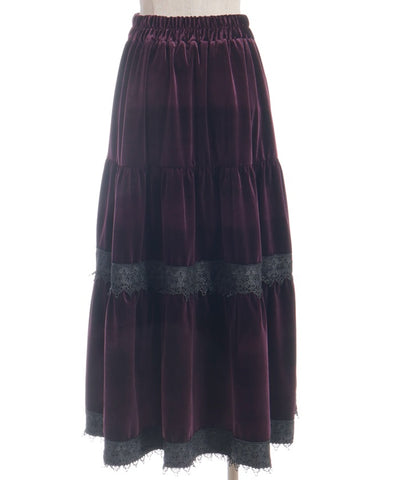 Velour Tiered Long Skirt