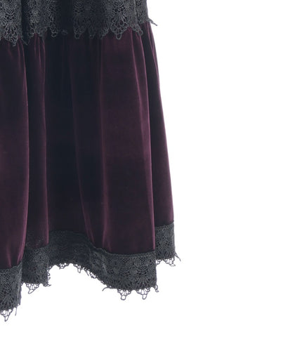 Velour Tiered Long Skirt