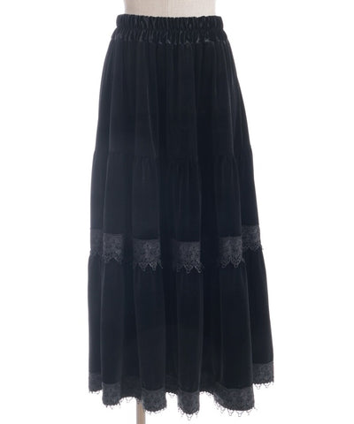 Velour Tiered Long Skirt