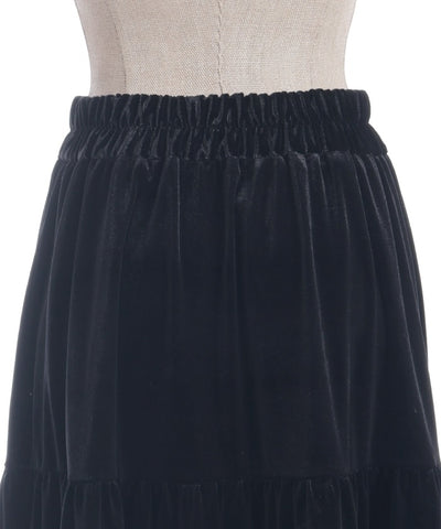 Velour Tiered Long Skirt