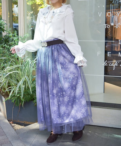 Snow Rose Pattern Skirt