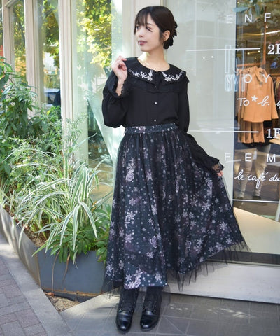 Snow Rose Pattern Skirt