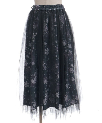 Snow Rose Pattern Skirt