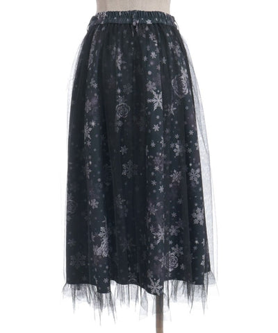 Snow Rose Pattern Skirt
