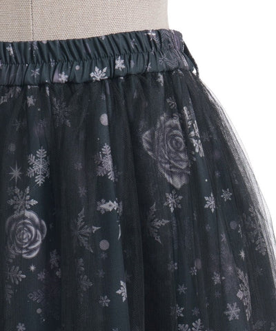 Snow Rose Pattern Skirt