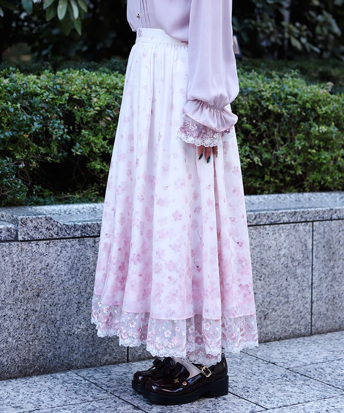 Sakura Lace & Sakura Pattern Skirt – axes femme from JAPAN