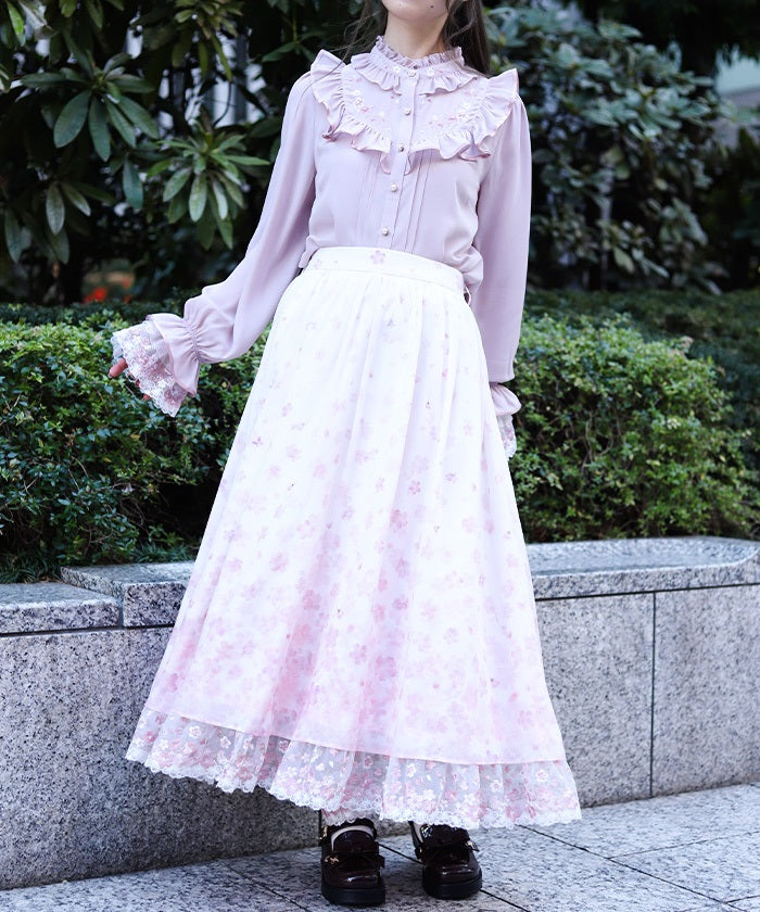 Sakura Lace & Sakura Pattern Skirt – axes femme from JAPAN