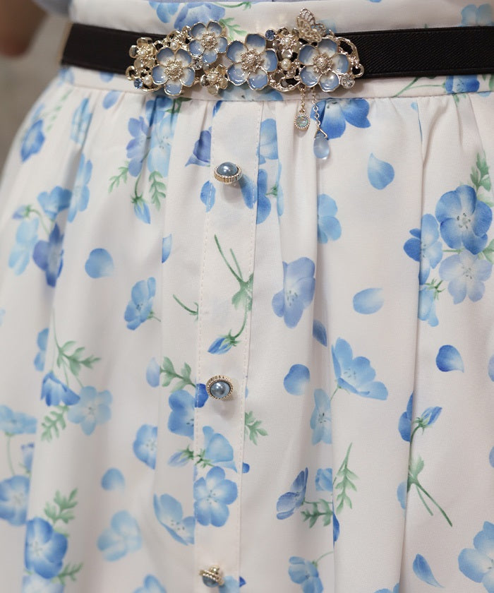 Nemophila Pattern Row Buttons Skirt – axes femme from JAPAN
