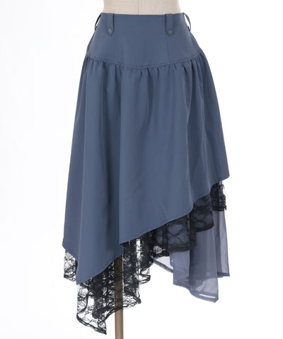 Irregular Hem Long Skirt with Belt