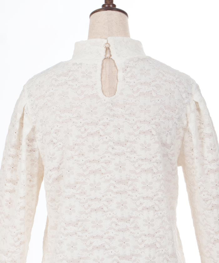 Lace Flare Sleeve Brushed Lace Pullover