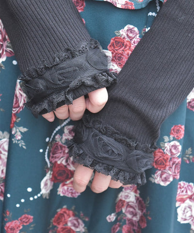 Tulle Rose Lace Panel Pullover