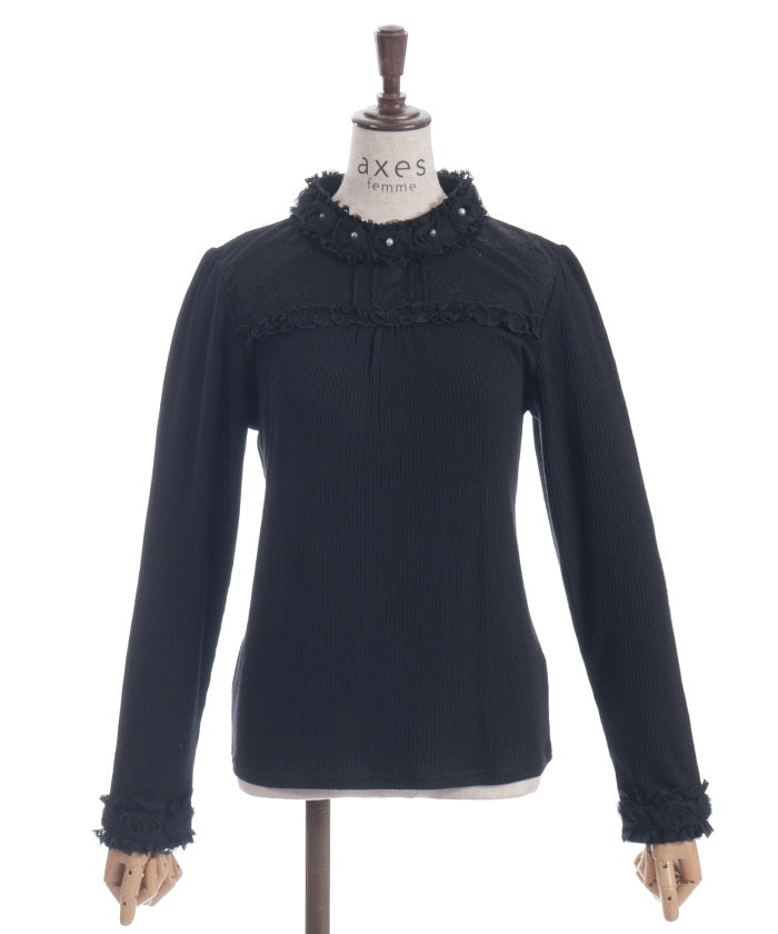 Tulle Rose Lace Panel Pullover