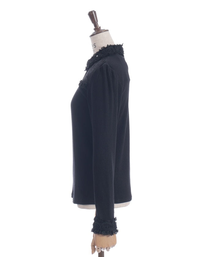 Tulle Rose Lace Panel Pullover