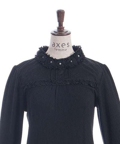 Tulle Rose Lace Panel Pullover