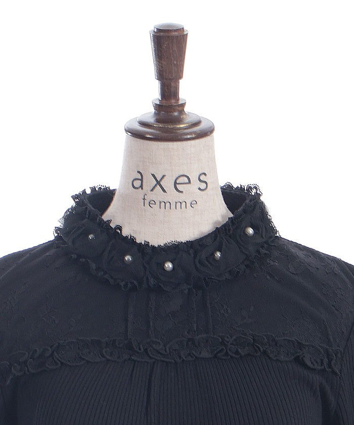 Tulle Rose Lace Panel Pullover