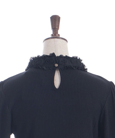 Tulle Rose Lace Panel Pullover