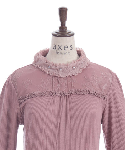 Tulle Rose Lace Panel Pullover